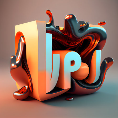 3D render of big 3D orange font with gear inside.の素材