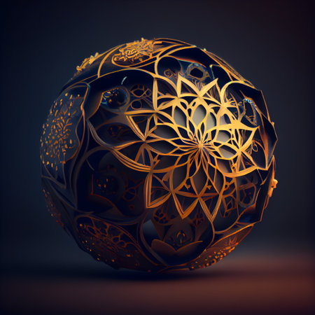 Ornamental ball on dark background. 3d render illustration.の素材