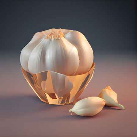 Garlic on a dark background. illustration for your design.の素材