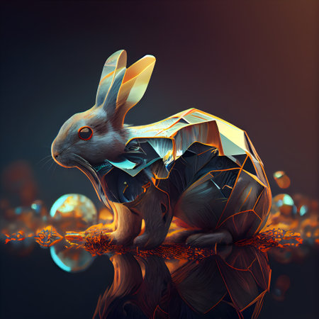 Rabbit in a suit of the knight. 3D illustration.の素材