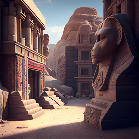 Egyptian Sphinx in Luxor; Egypt. 3D renderingの素材