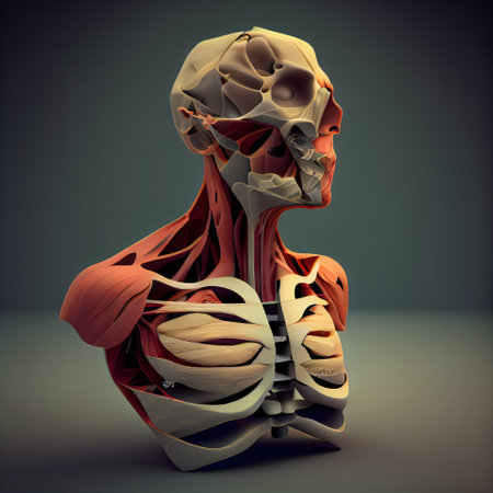 Human skeleton anatomy on dark background. 3d illustration. Human body.の素材