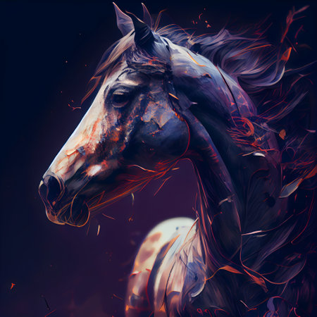 Digital painting of a horse in the fire. Digital painting of a horse.の素材