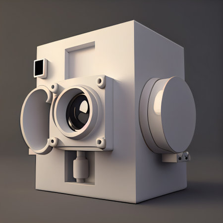 3d illustration of a cool speaker in a box on a gray backgroundの素材