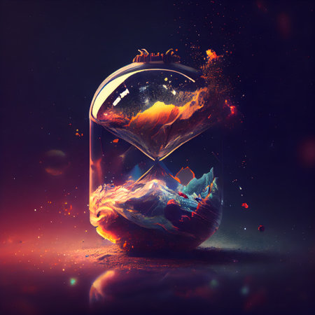 Colorful heart in a jar with fire inside. 3D renderingの素材