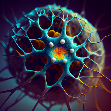 3d illustration of neuron cell; brain cell; computer generated abstract backgroundの素材