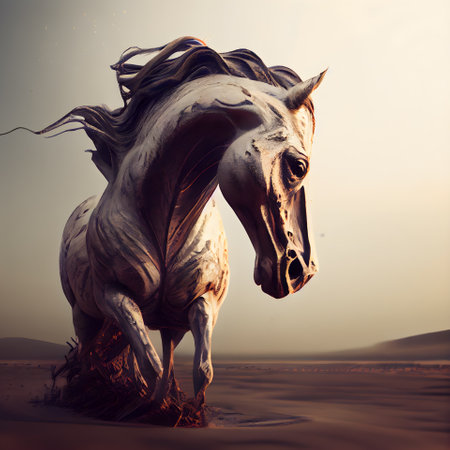 Horse in the desert. 3d rendering; 3d illustration.の素材