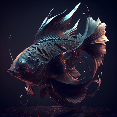 Betta fish. 3D illustration. 3D CG. High resolution.の素材