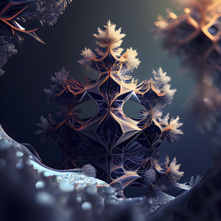 Fractal 3d illustration of abstract geometric composition;digital art works.の素材