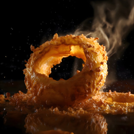 Falling pancake on black background with copy space. 3D renderingの素材