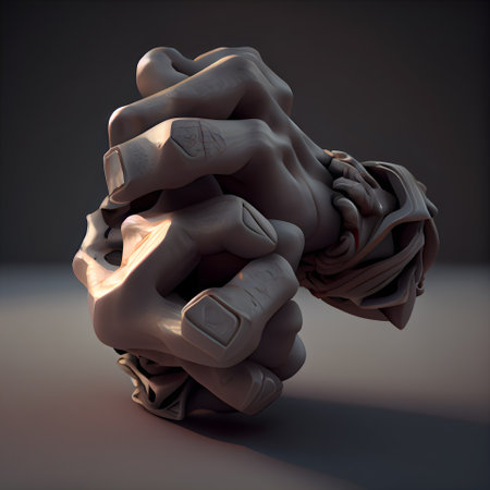 3d rendering of a human body made of crumpled paperの素材