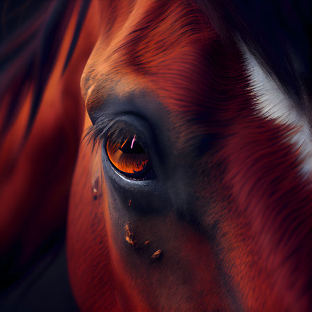 Horse eye close-up. Beautiful red horse. Animal portrait.の素材