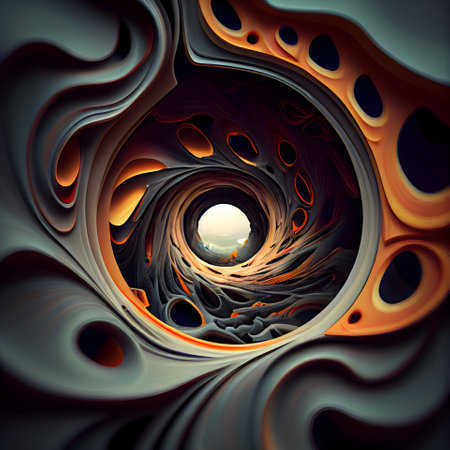 3D surreal illustration. Sacred geometry. Mysterious psychedelic relaxation pattern. Fractal abstract texture. Digital artwork graphic astrology magicの素材