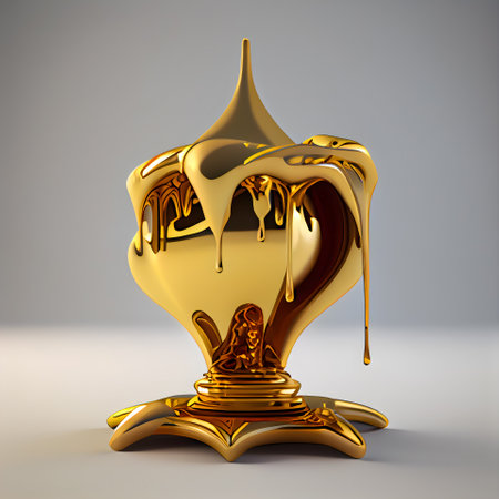 Golden 3d trophy on a grey background. 3d rendering.の素材