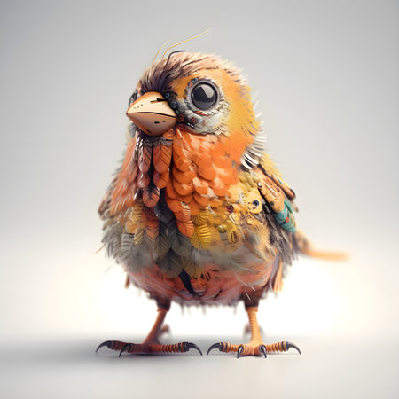 Cute little bird isolated on white background. 3d illustration.の素材