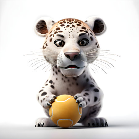 A cute cartoon hedgehog with a soccer ball in his hand.の素材