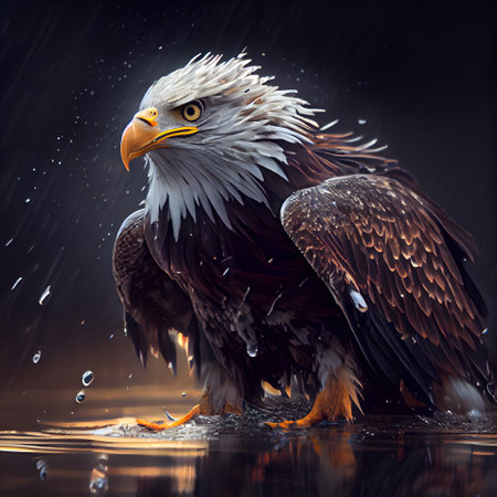 Bald Eagle in the rain. Wildlife scene from the nature.の素材
