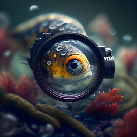 Underwater world with fish and corals. 3d illustration.の素材