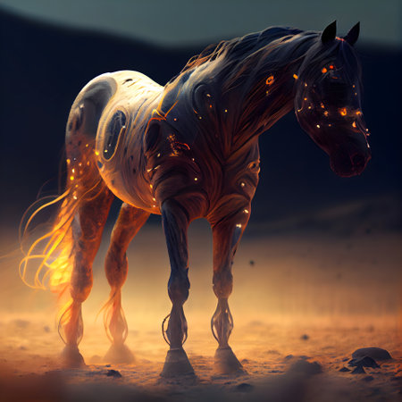 Horse in the desert. 3d rendering; 3d illustration.の素材