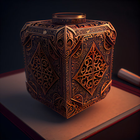 3D render of a vase with a pattern on it.の素材