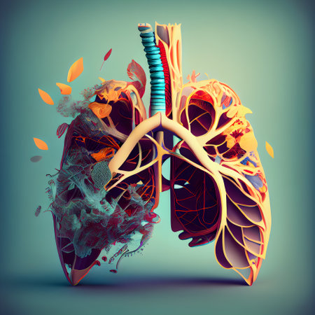 Human lungs anatomy; 3d render. Health care and medical conceptの素材