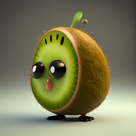 Kiwi fruit on a dark background. 3d illustration.の素材