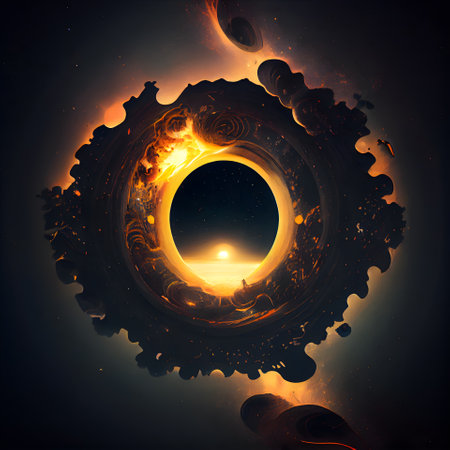 Abstract fractal background. Elegant glowing circle. 3D renderingの素材