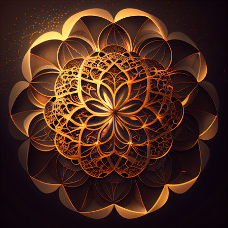 Abstract floral mandala on dark background. illustration for your designの素材