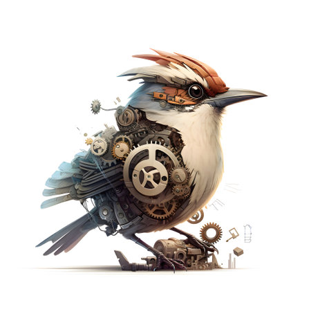 3D digital render of a cute cartoon bird isolated on white backgroundの素材