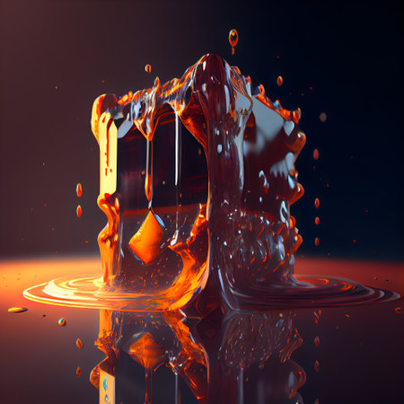 Falling drops of water. Splash effect after collision a falling drops with water Surfaceの素材