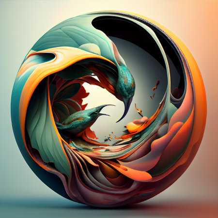 3D illustration of abstract geometric composition;digital artwork for creative graphic designの素材