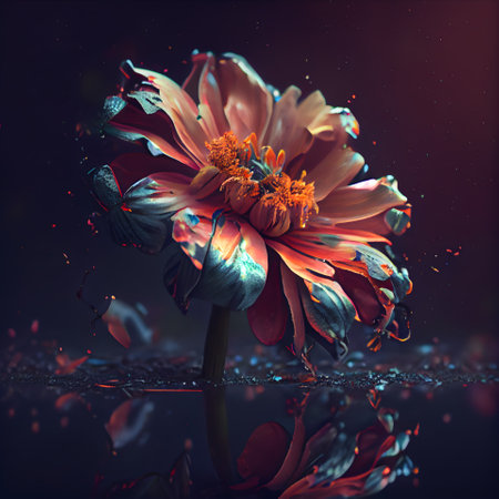 Beautiful flowers on a dark background. 3d rendering; 3d illustration.の素材