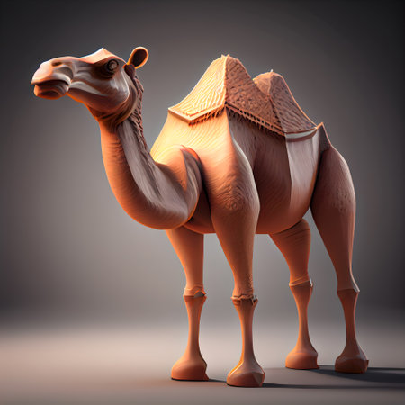 Camel on a dark background. 3D illustration. 3D renderingの素材