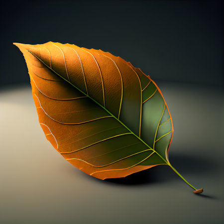 Leaf on a black background. 3d render. Illustration.の素材