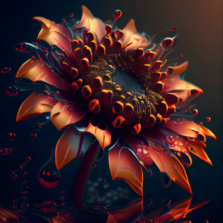 3D illustration of abstract fractal for creative design looks like sunflowerの素材