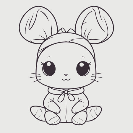 Cute cartoon hare. Vector illustration for children's coloring book.のイラスト素材