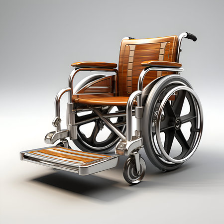 Wheelchair on a gray background. 3D rendering. High resolutionの素材