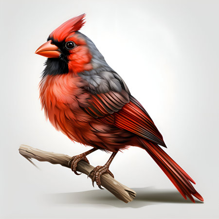 Red cardinal bird isolated on white background. Vector illustration of a cardinal bird.の素材