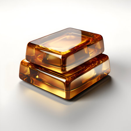 golden cubes on a white background. 3d render illustration.の素材
