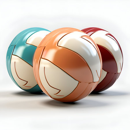 Volleyball balls on a white background. 3D illustration.の素材