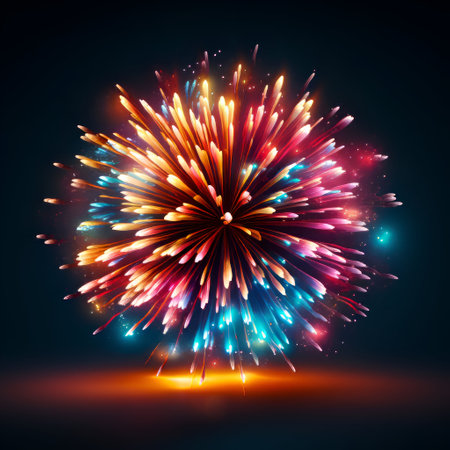 Fireworks on dark background. Vector illustration. Eps 10. Colorful fireworks.の素材