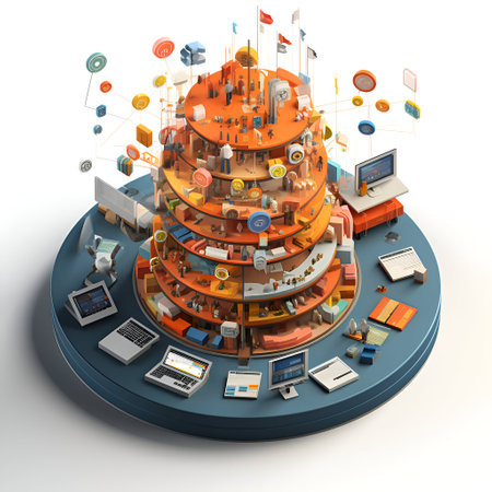 3d illustration of abstract technology concept with computer. laptop and mouseの素材