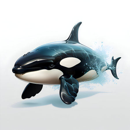 Illustration of a killer whale isolated on white background - 3D renderの素材