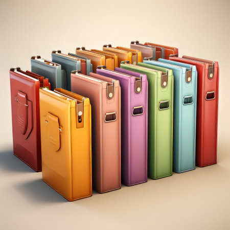 Group of colorful folders on a light background. 3D illustration.の素材