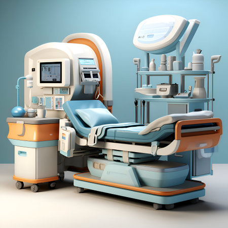 3d render of modern x-ray machine in hospital room.の素材