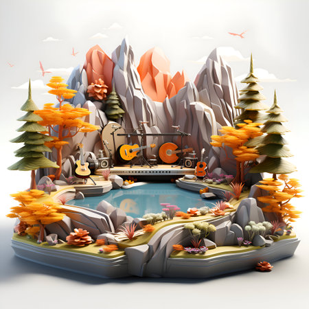3d illustration of a fantasy landscape in the style of a fantasyの素材