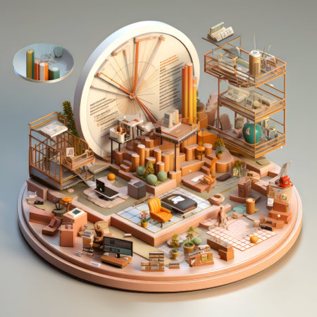 3d isometric concept of time management. time management and planning.の素材