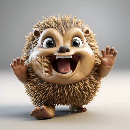 hedgehog with arms outstretched. 3d render illustration.の素材