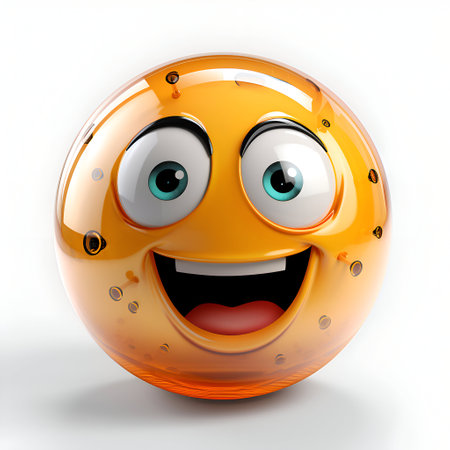 Smiley emoticon on a white background. 3d rendering.の素材