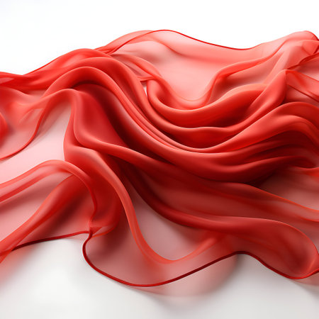Abstract background of red wavy silk or satin. 3d rendering image.の素材